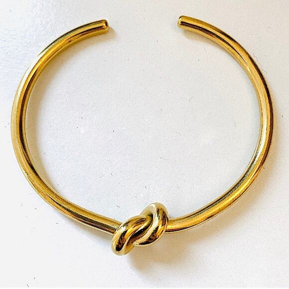 Knot Tie Gold Plated Bangle Cuff Bracelet - Picture 8 of 15